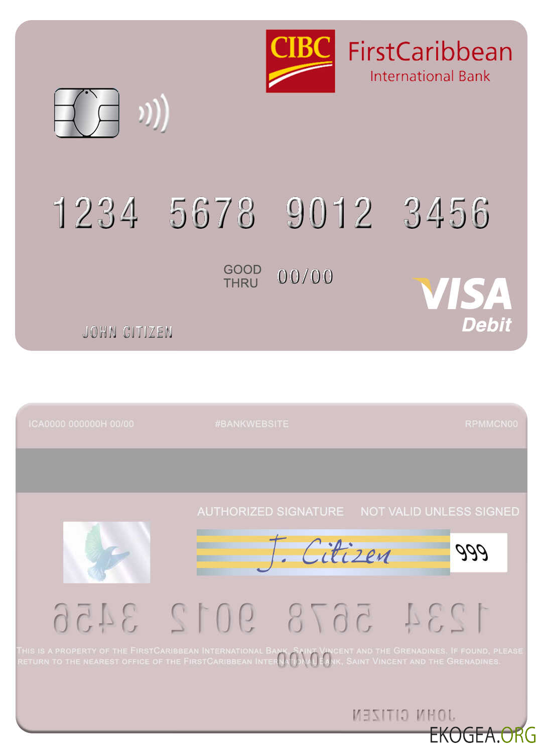 Carte de débit visa FirstCaribbean International Bank de Saint Vincent et les Grenadines